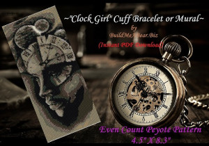 Clock Faced Girl Cuff / Mural (PDF Patern)