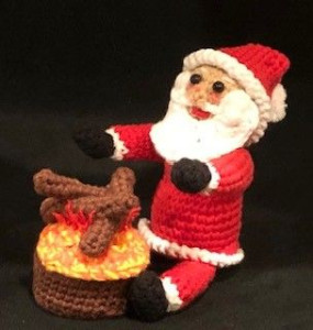 Finished Fireside Santa Tealight Candle Holder