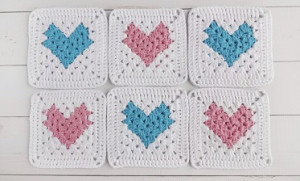Heart Crocheted Granny Square Afghan (Made to Order)