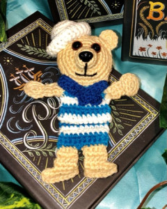 Finished Sailor Bear Crocheted Bookmark